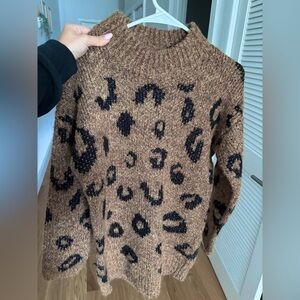 Oversized cheetah print sweater